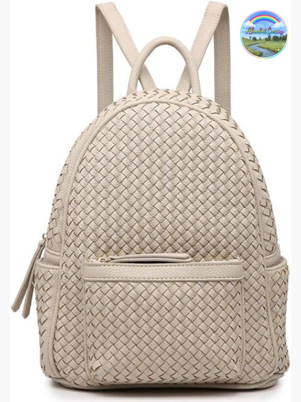 Mini Woven Faux Leather Backpack Purse, Trendy Versatile Daypack, Fashion